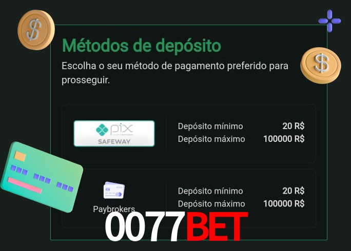 O cassino 0077Bet oferece uma grande variedade de métodos de pagamento